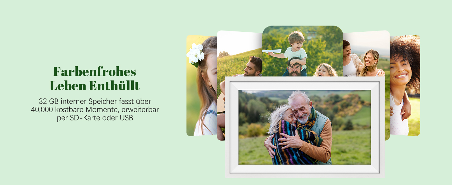 Цифровий фоторамка Eptusmey з Wi-Fi, 10.1 дюймів, корпус з дуба, 32GB, HD IPS сенсорний екран 1280x800, відтворення фото/відео через Uhale APP, подарунок для чоловіків та жінок, колір: білий дуб