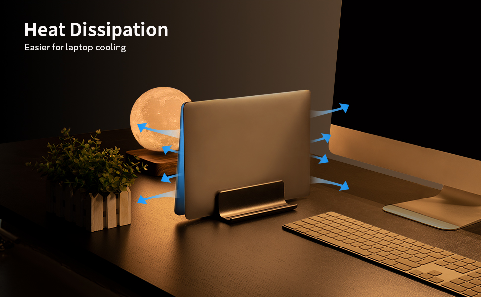 Підставка для ноутбука VAYDEER вертикальна, регульована, алюмінієва, для MacBook, iPad, ноутбуків до 17.3 дюйма - чорна