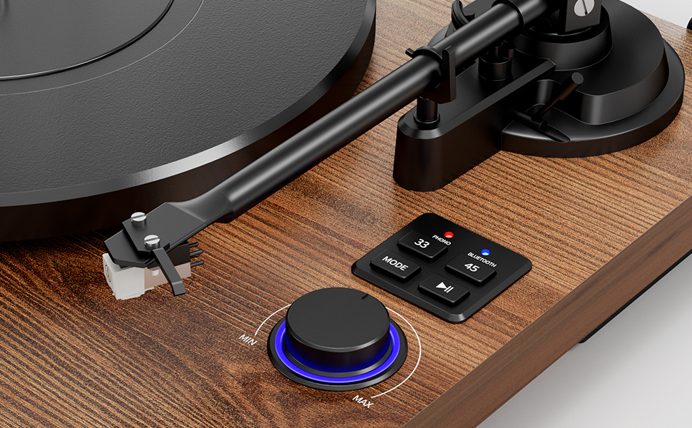 HiFi вініловий програвач Bluetooth USB з динаміками, стереосистема з регульованим противагою, магнітним картриджем та RCA виходом