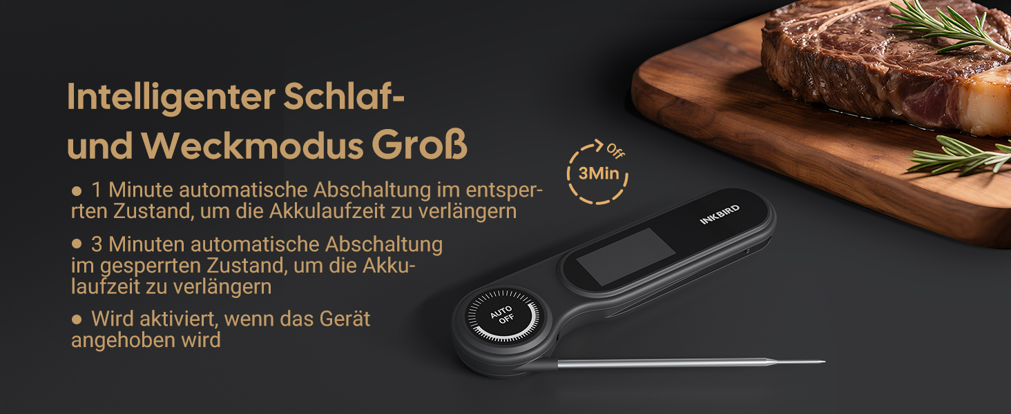 Цифровий термометр для м'яса та гриля Inkbird IHT-21K, швидке зчитування за 0,5 сек, водонепроникний LCD-дисплей IP65 для кухні, BBQ та випікання