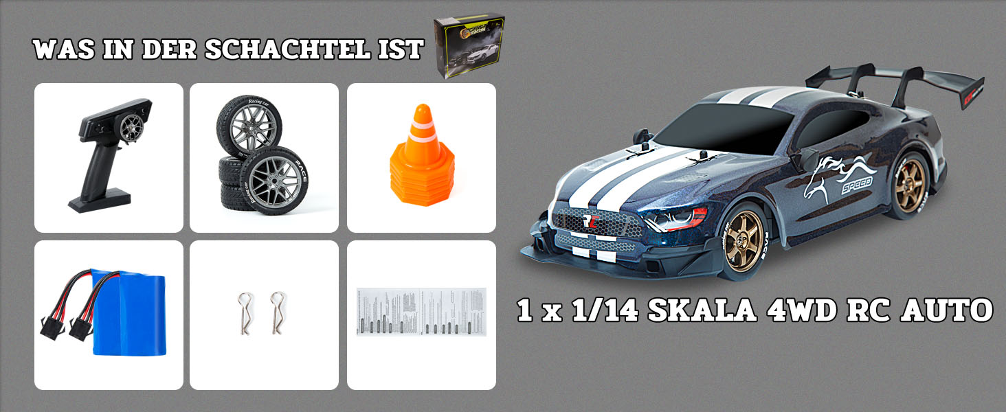 Радіокерований автомобіль 1:14 4WD Drift Car GT для дрифту, RC машина з пропорційним газ-гальмом, іграшка для дорослих та дітей (градієнт)