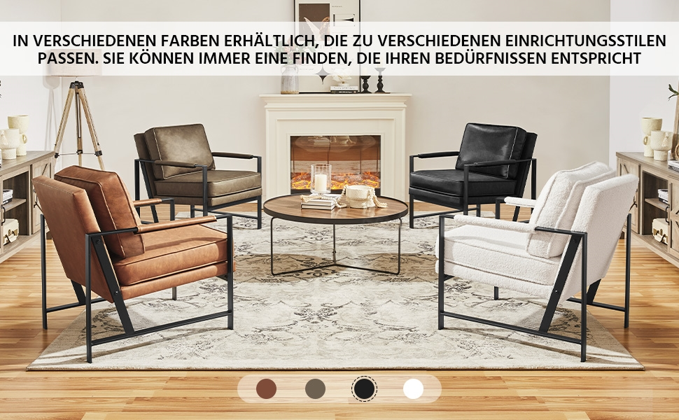 Крісло-реклайнер Yaheetech Retro з металевим каркасом та штучною шкірою (2 шт., чорний)