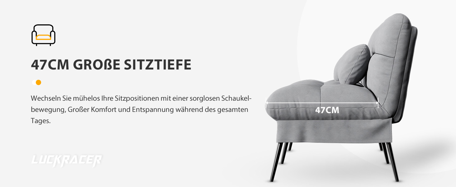 Диван-ліжко LUCKRACER 3-місний з регулюванням кута нахилу, сірий, для вітальні та квартири