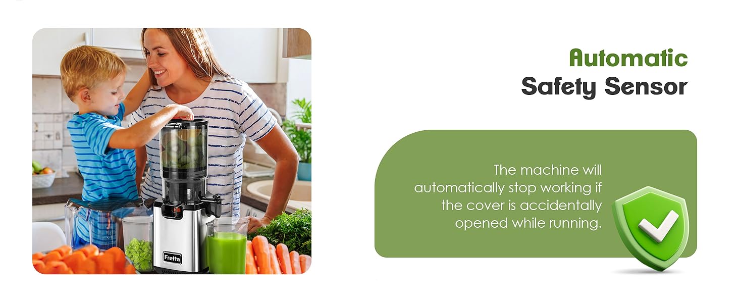 Фреш-прес Fretta Slow Juicer: повільний соковитискач з нержавіючої сталі, 135 мм, 1.8 л, з функцією реверсу, BPA Free, 250W сірий