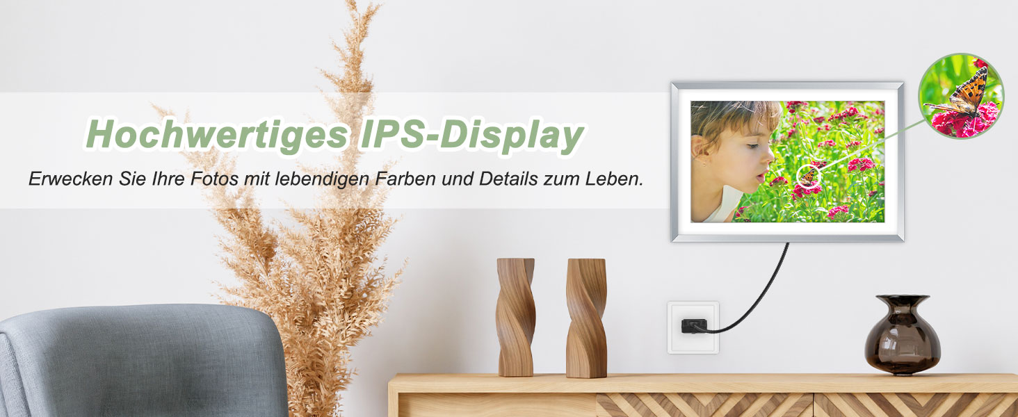 Цифровий рамка для фотографій з дерева, Wi-Fi, 32GB, 10.1 дюйма, IPS сенсорний екран, Frameo APP, подарунок, дуб (срібло)