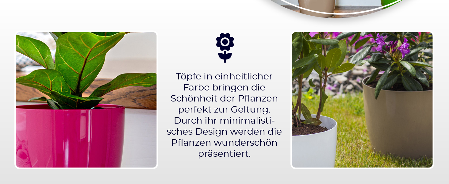 Набір горщиків для квітів KADAX (3 шт., 20 см, бежевий) – пластикові горщики для дому, підвіконня, кімнатних рослин та трав
