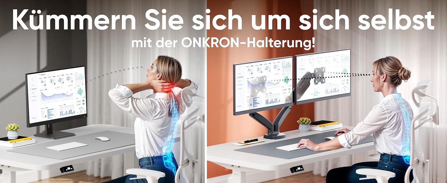 Кріплення для монітора ONKRON G160-W (2 монітори) - газ. підйомник, VESA 75x75-100x100, для моніторів 13-32