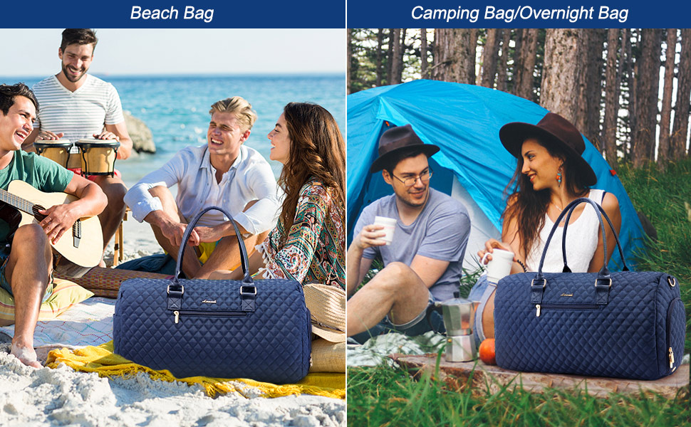 Спортивна сумка OVEVOOK для подорожей, жіноча, Weekender, сумка для вихідних, Kiniktasche, сумка для пологів з косметичкою, відділення для взуття та мокрого одягу, водонепроникна, Gym Bag, ручна поклажа для авіаперельотів, чорна (L, Морська хвиля)