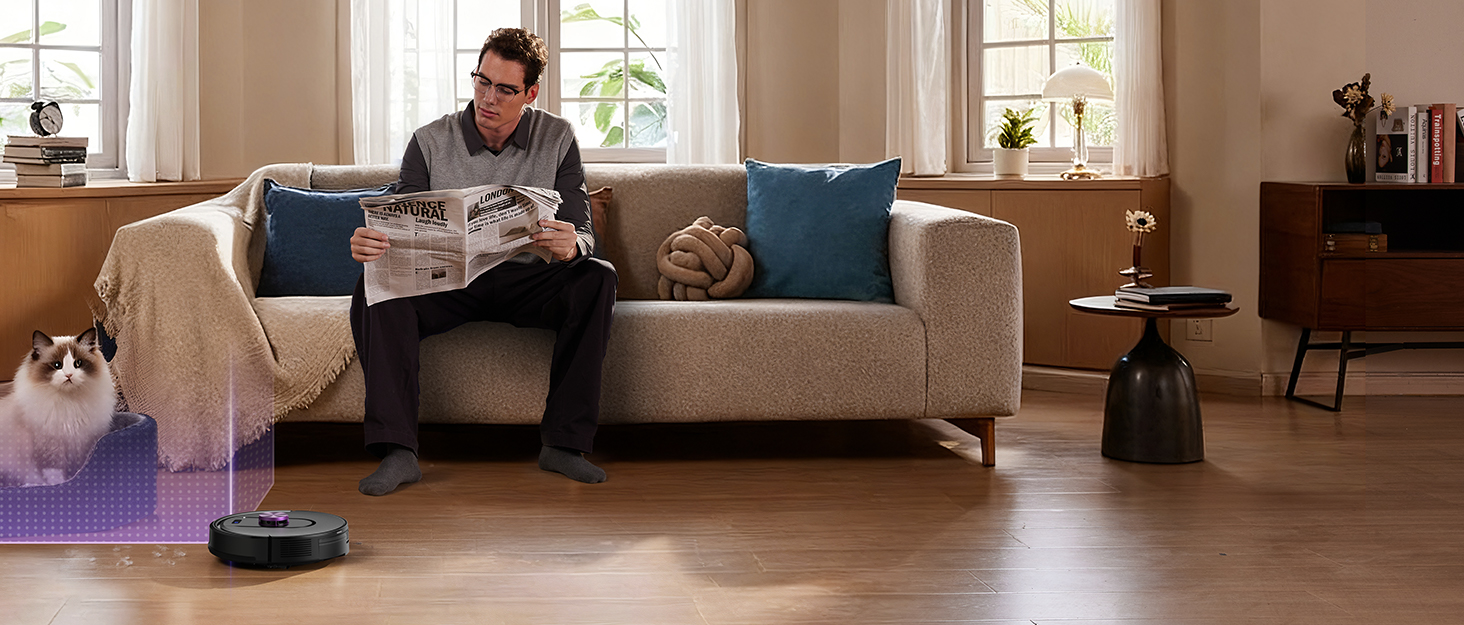 Робот-пилосос Vexilar W15 з функцією миття підлоги, бездротовий, 10000Pa, LiDAR-навігація, 180 хвилин роботи, керування через додаток та голосовий помічник