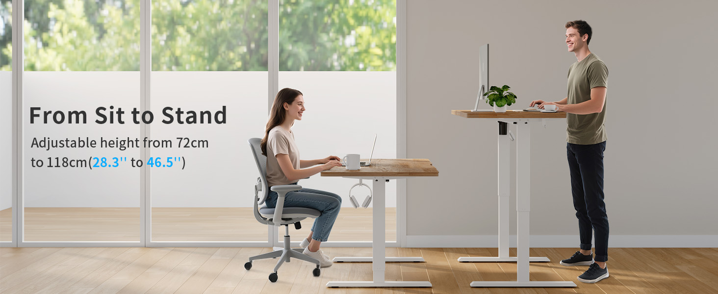 FEZIBO Стол для роботи з регулюванням висоти 140x70 см з USB-A та USB-C, електричний, для дому/офісу, економія місця, дуб
