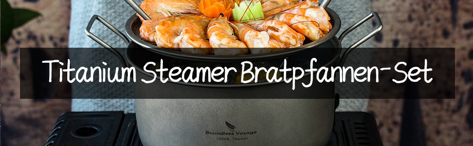 Набір посуду iBasingo Titan для кемпінгу: каструля 1.9L та сковорода 900ml з кришкою. Легкий, портативний, з кришкою, для приготування їжі на відкритому повітрі та вдома. Ti2057C