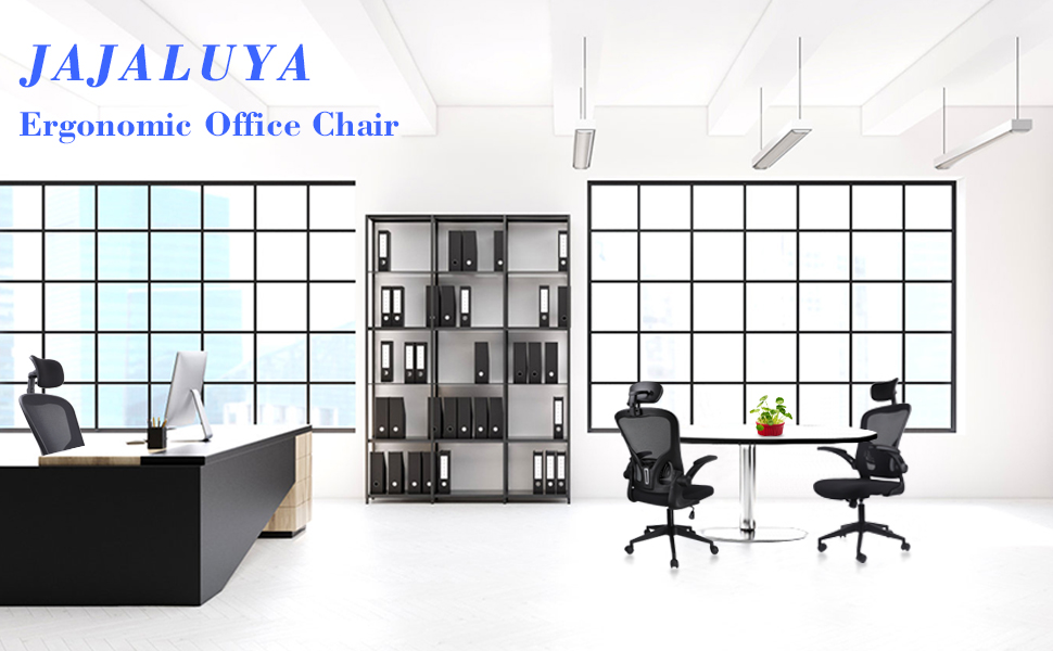 Ергономічне крісло для офісу та дому: комп'ютерне крісло з регульованою підголівником та підтримкою попереку. Максимальне навантаження до 150 кг (білий).