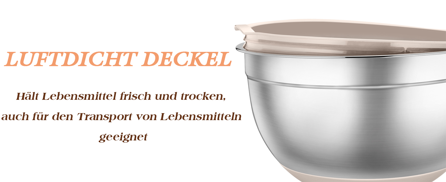 Набір місок TEAMFAR з нержавіючої сталі: салатові міски з кришкою та силіконовим дном, 0.7-6.5 л, (Хакі, 2)