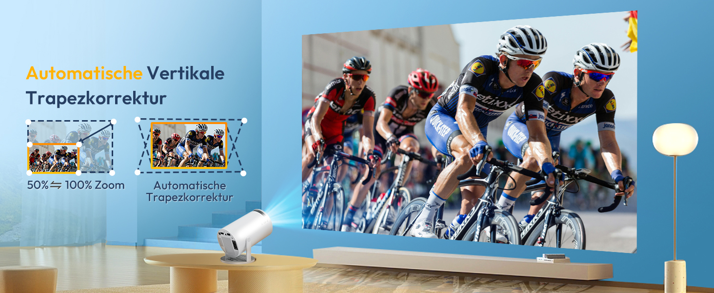 Проектор Xgody Gimbal 3 New: 12000 Люмен, Android 11.0, WiFi 6, Bluetooth, Auto Keystone, Підтримка 4K 1080P, 720P HD, для домашнього кінотеатру (білий)