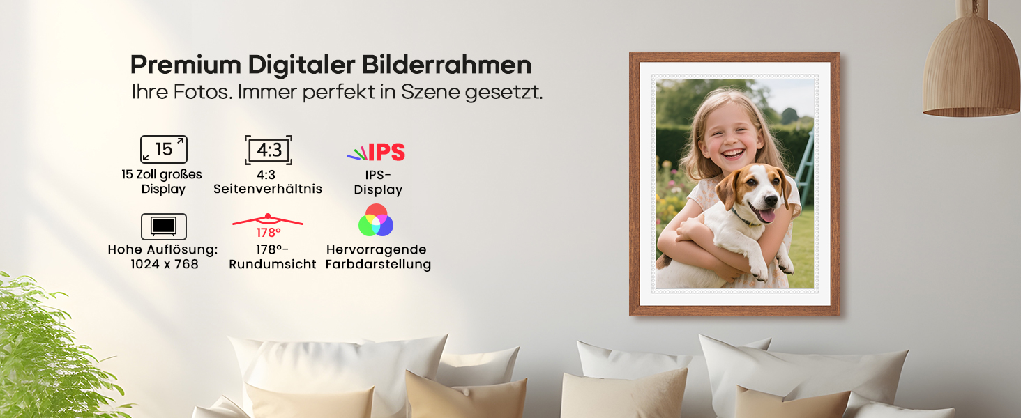 Frameo Цифровий фоторамка 10,1 дюйма, HD 1280*800 IPS сенсорний екран, 32GB пам'ять, автоповорот, Frameo App для обміну фото та відео, 15 дерев'яних текстур (білий)