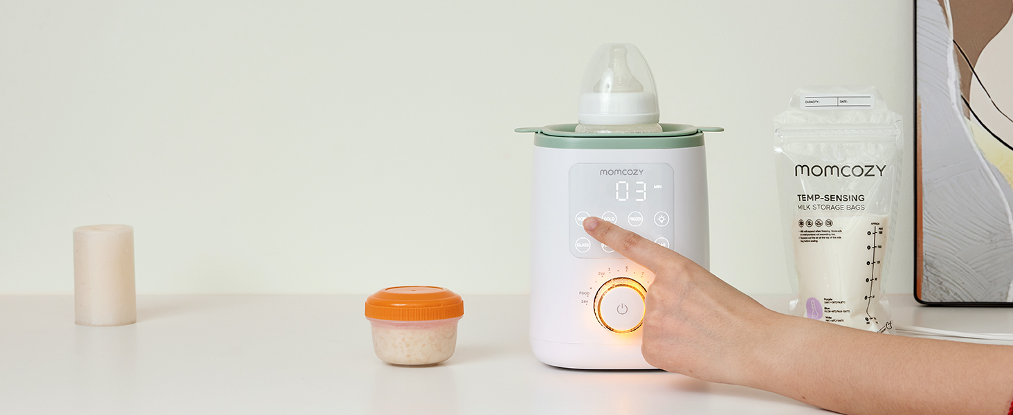 Momcozy Нагрівач для пляшечок Momcozy Nutri-Flaschenwärmer - 9-в-1 з точним контролем температури, нічним світлом, швидким нагрівом та автоматичним вимкненням. Сумісний з усіма пляшками.