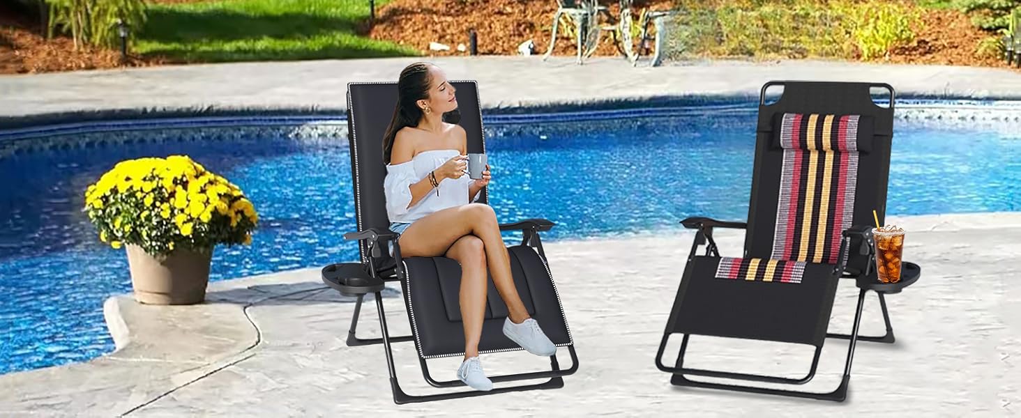 Розкішне ліжко для відпочинку в саду, широке (72 см), з підстаканником та подушкою для саду, балкону, тераси