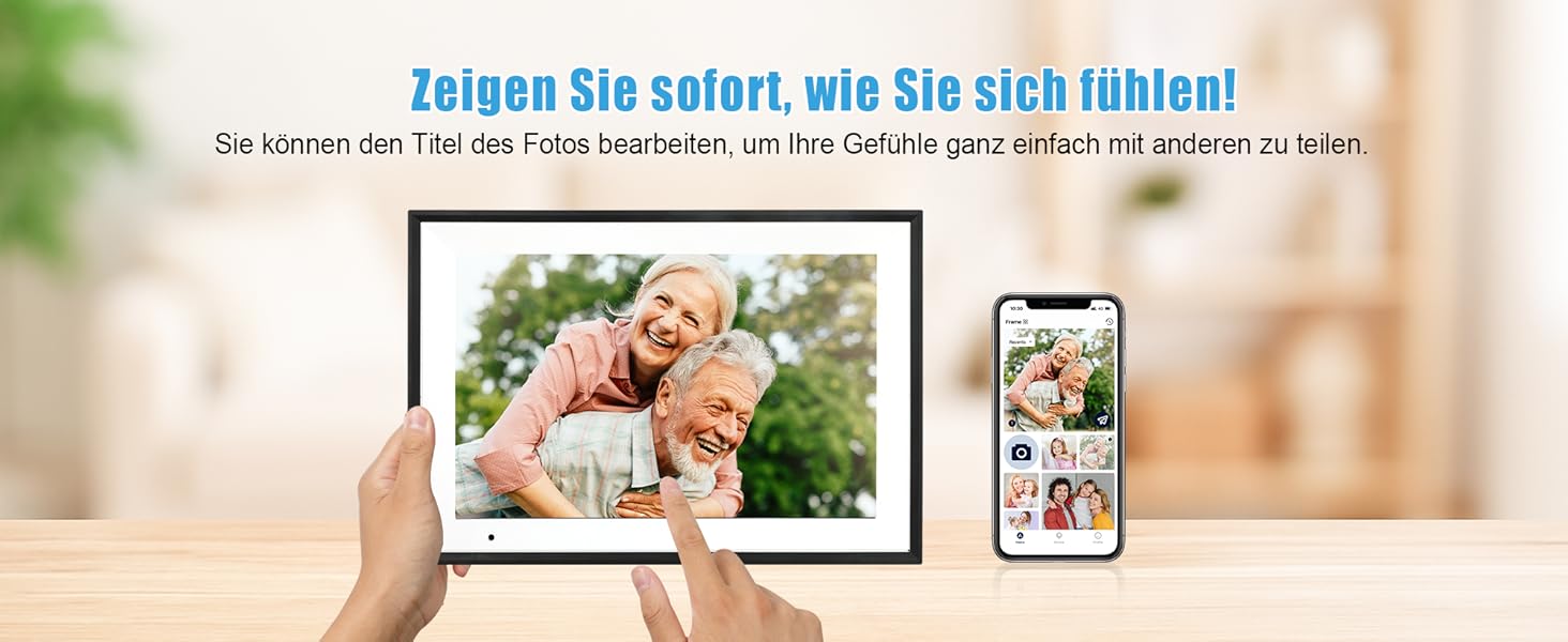 Цифровий фоторамка WiFi 10,1 дюйма, IPS HD сенсорний екран, 32GB, автоматичне обертання, підключення з будь-якого місця, чорний