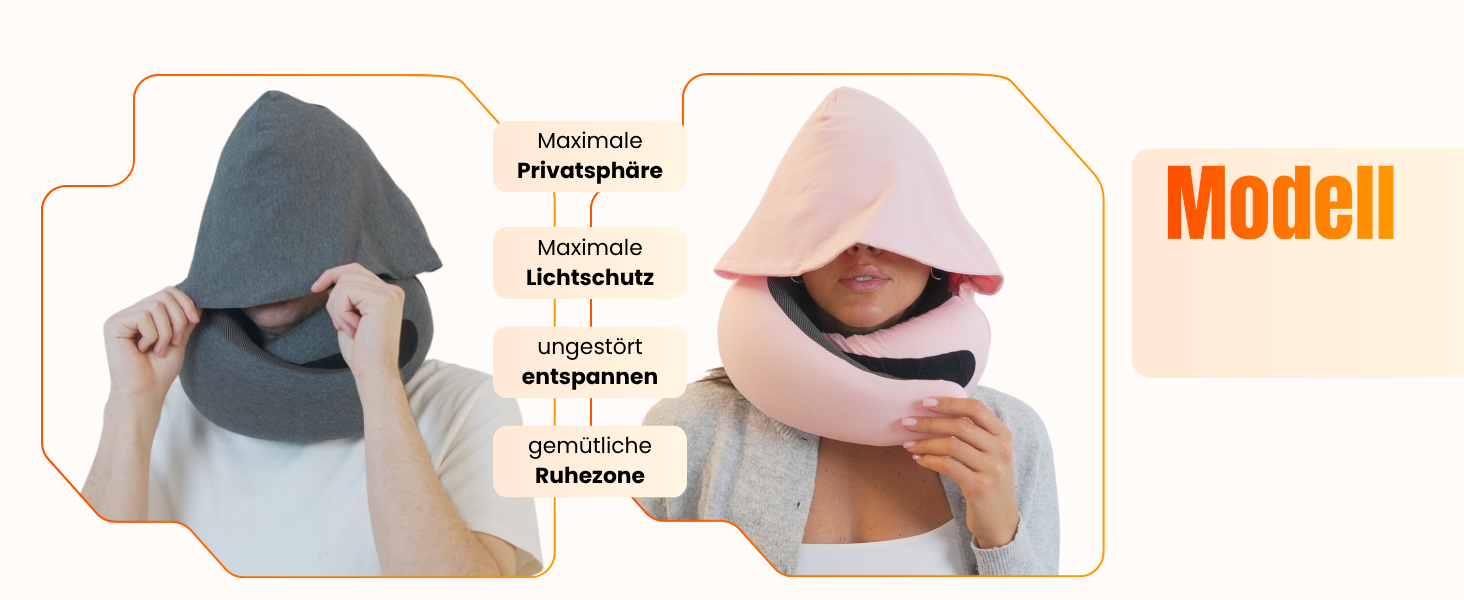 Подорожня подушка з капюшоном Hooded Pro з ефектом пам'яті для літака, авто та поїздок, бавовняна начіпка для сну, захист від світла, темно-сіра