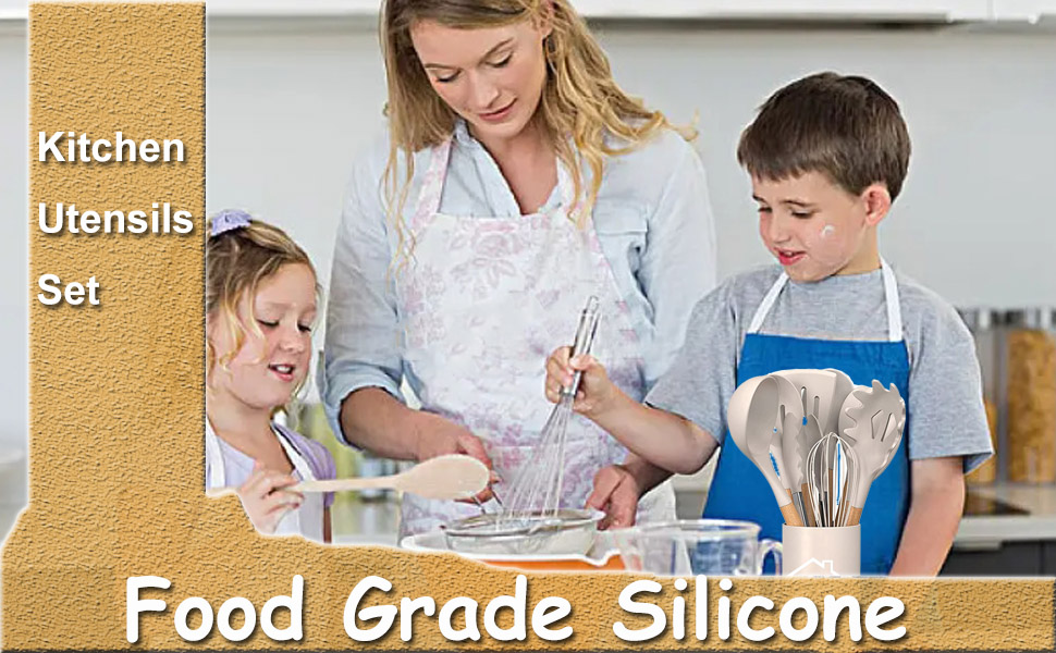 Набір кухонних аксесуарів з силікону, 28 предметів. Набір кухонних помічників, лопатки з підставкою для посуду з антипригарним покриттям, стійкий до високих температур, хакі