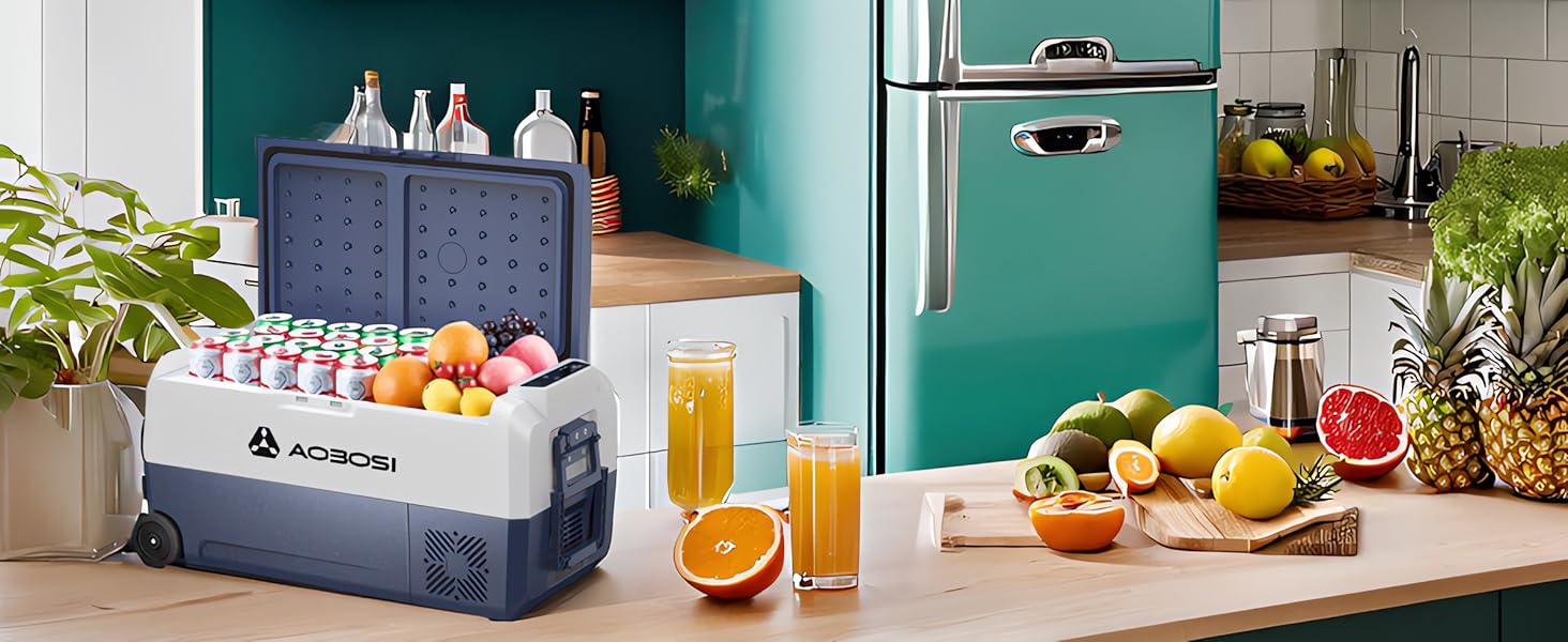 Кühlbox AAOBOSI Kompressor 60L з WiFi керуванням, 12/24/240V, -20°C до 20°C. Двозонна холодильна сумка для авто, вантажівки, човна, кемпінгу.