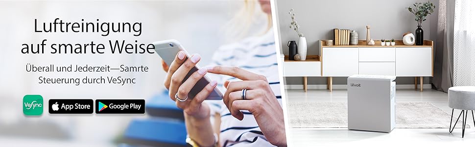 Очищувач повітря Levoit з HEPA-фільтром, продуктивність 360 м³/год, з датчиком забруднення, таймером та нічним режимом для алергіків, курців та власників тварин