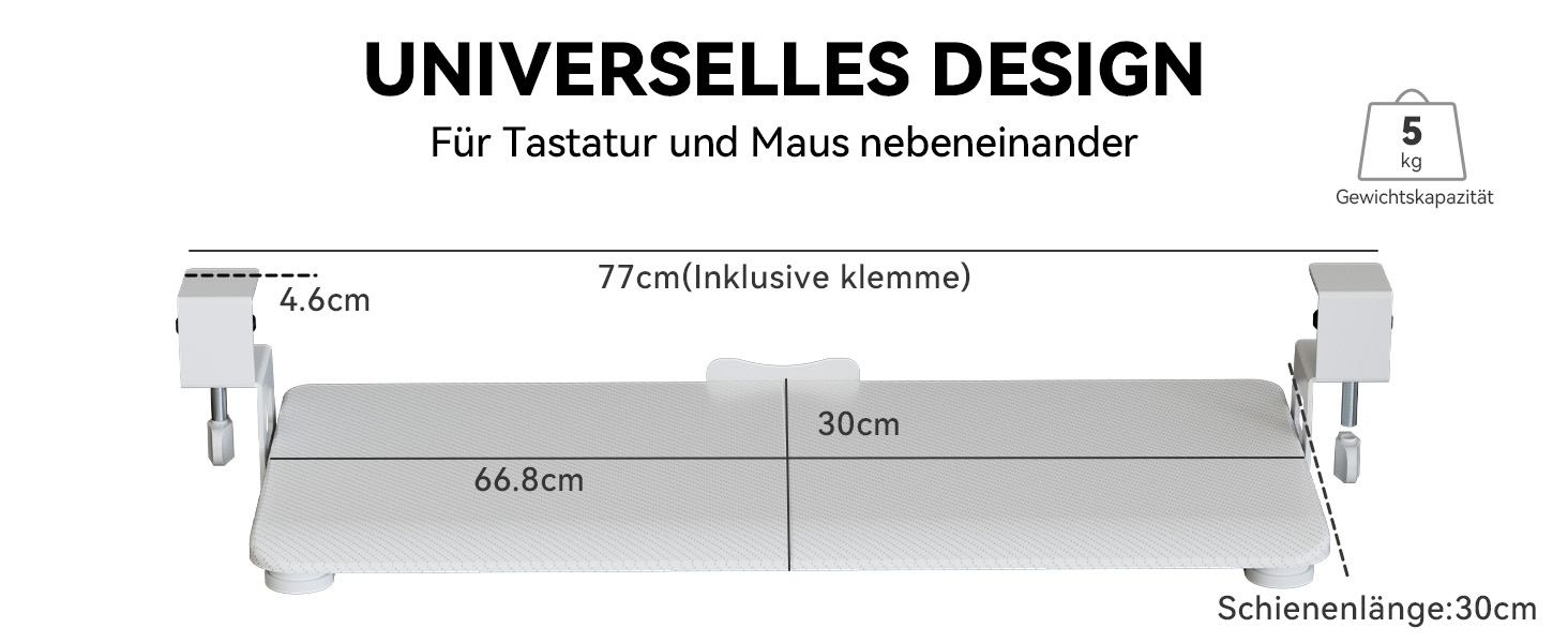 Тримач для клавіатури NearHub з регулюванням, під стіл, карбоновий дизайн, 65 см