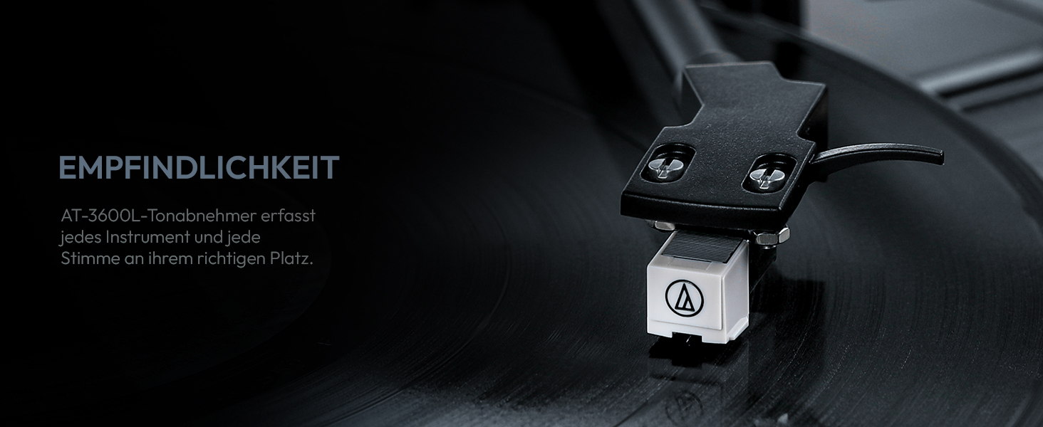 ONE-Q HiFi-програвач вінілу з Bluetooth, вбудованими динаміками, фонокоректором, магнітною голкою AT-3600L, 33/45 об/хв, чорний