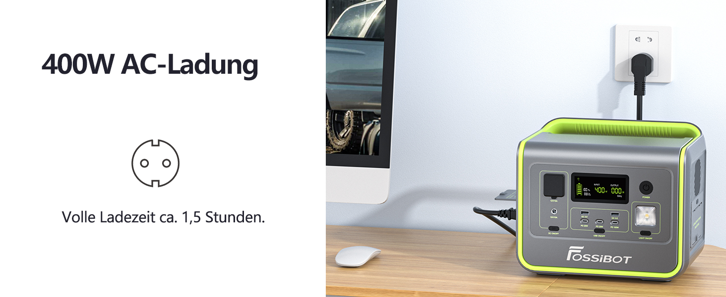 Портативна електростанція FOSSiBOT F800: 512Wh, 800W, LiFePO4, 230V, швидка зарядка, PD 100W, для кемпінгу та дому