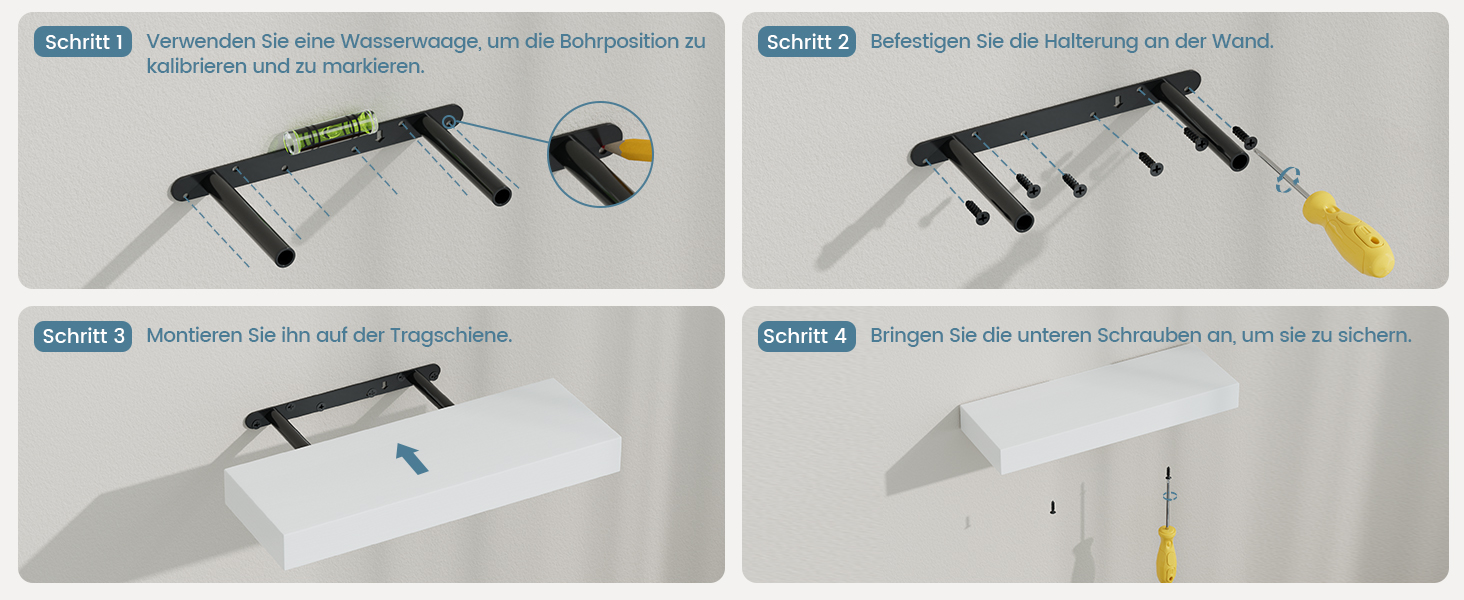 Набір настінних полиць 4 шт. білі, MDF, 40x14x3 см - для книг, декору, настінні стелажі