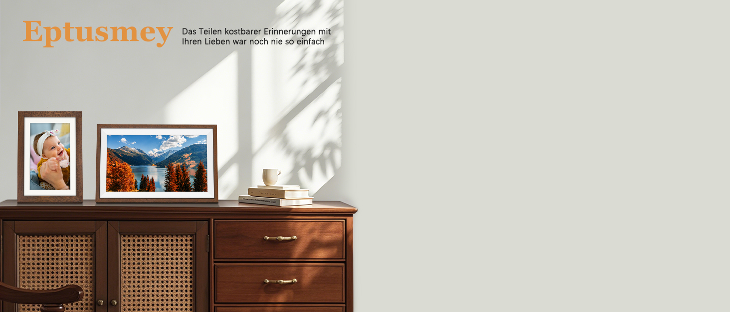 Цифровий фоторамка Frameo 10.1 дюйма з Wi-Fi, горіхове дерево, 32GB, IPS Touchscreen, Wi-Fi, фото/відео через додаток Frameo, подарунок для чоловіків та жінок