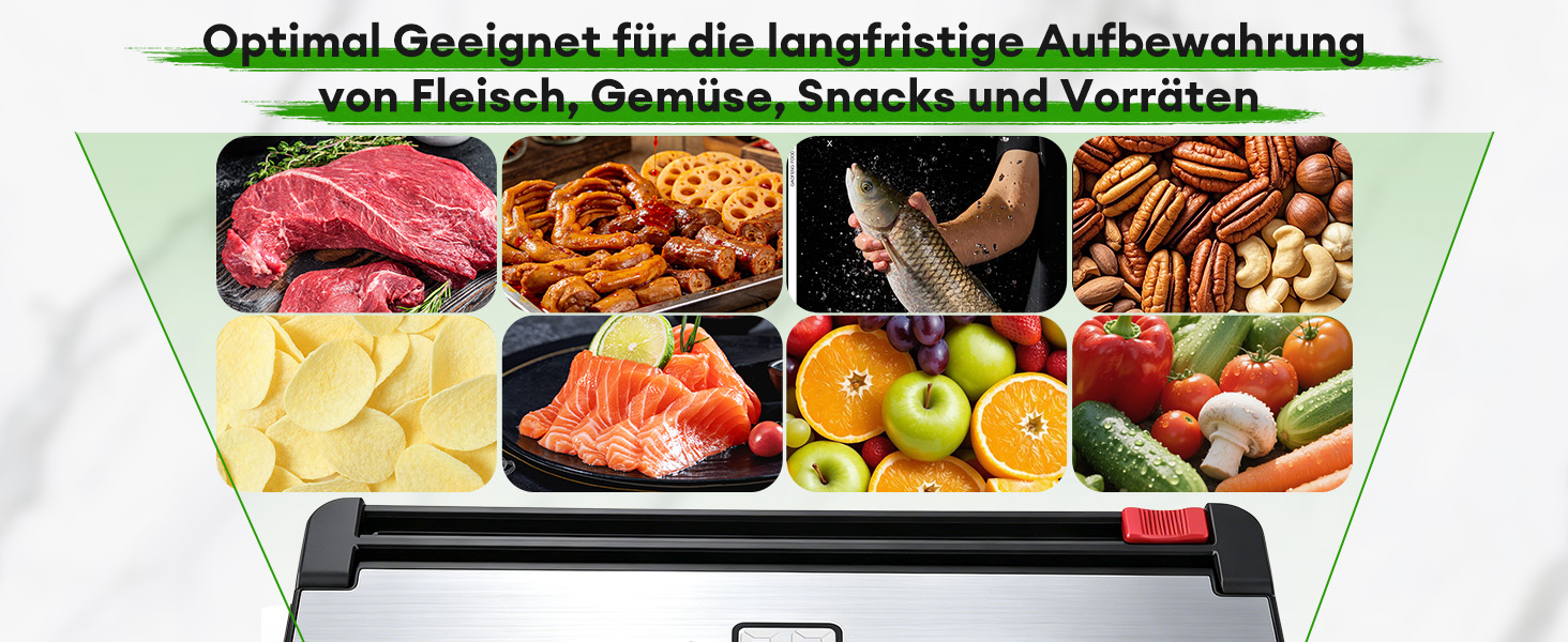Вакууматор для продуктів 6-в-1 з функцією пульсації та вбудованим різаком, чорний