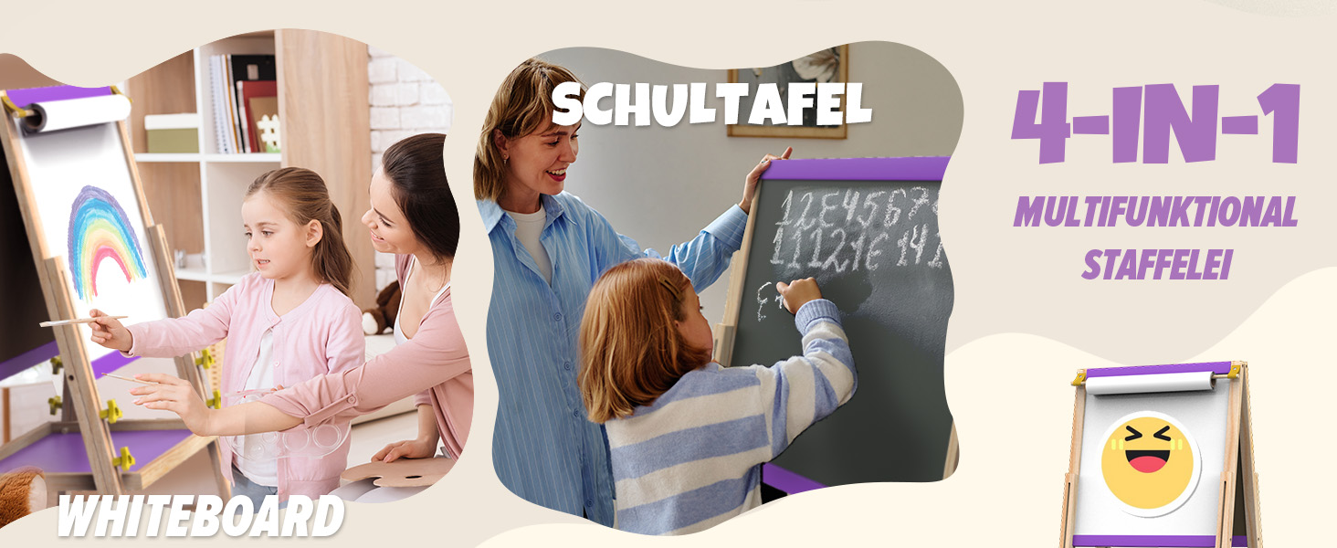 Мольберт Joyooss для дітей, регульований, дерев'яний, двосторонній, сухий маркер, з аксесуарами для малювання, подарунок для малюків 4-8 років (РОЖЕВИЙ)