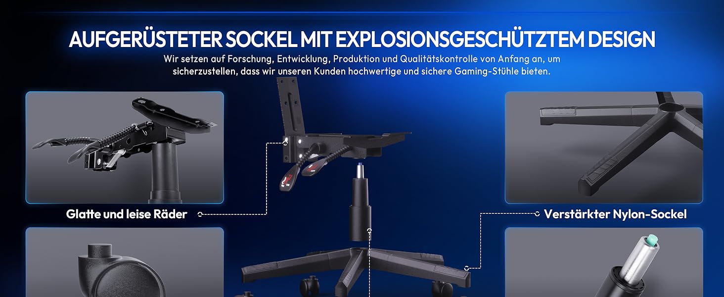 Ігровий крісло Dowinx з RGB підсвічуванням, LED, з підніжкою, для дорослих, ергономічний, з масажем попереку, PU шкіра, білий (блакитний)