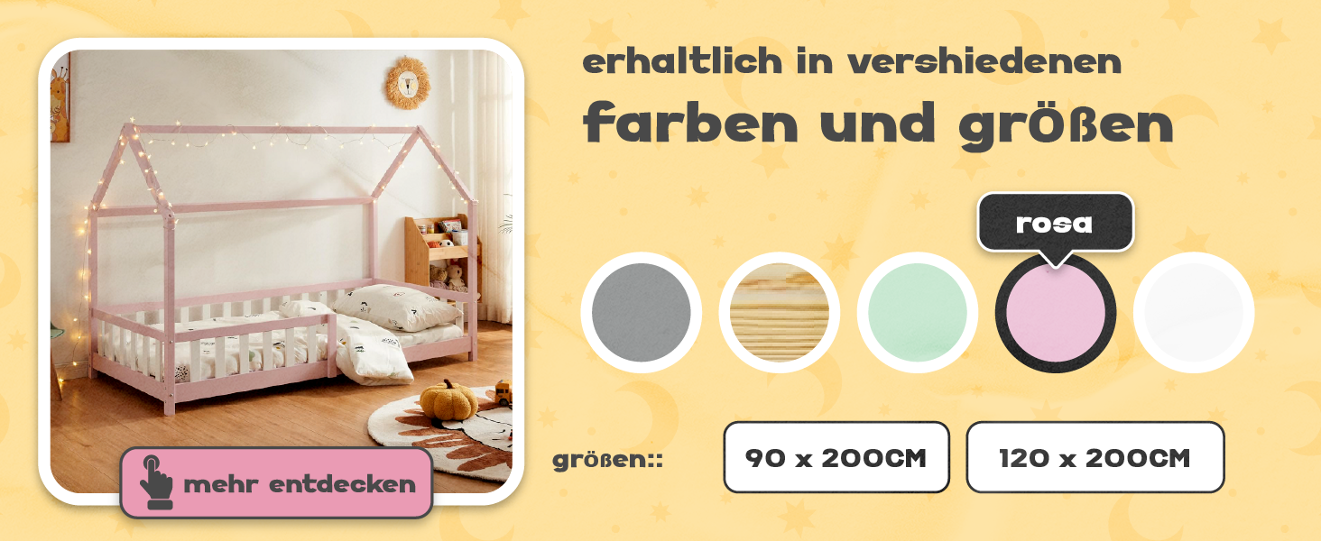 Ліжко дитяче Hesel Hausbett біле 90x200 см з бортиками та ламелями. Монтессорі ліжко-платформа для підлітків. Дерев'яне ліжко від en.casa