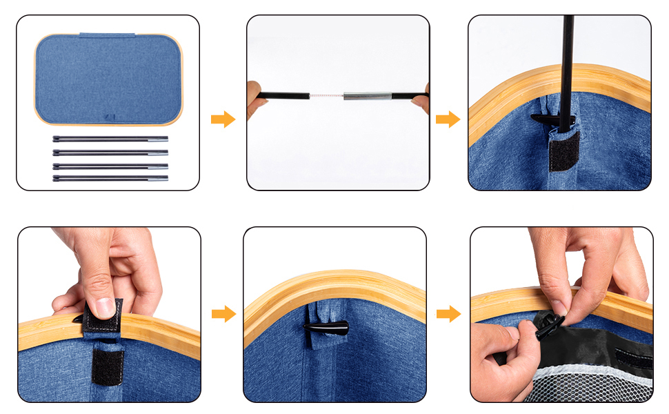 Кошик для білизни BRIAN & DANY з 3 відділеннями та кришкою, 145л, чорний/синій