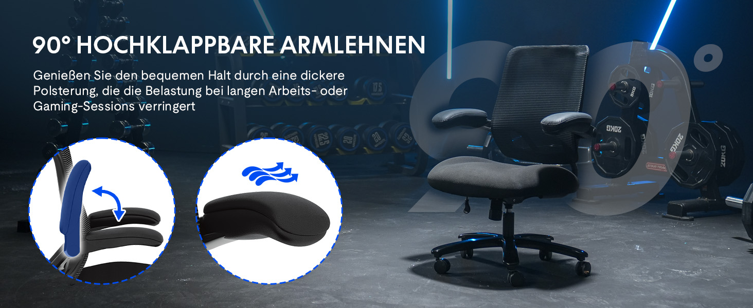 Крісло офісне FLEXISPOT чорне, 227 кг, регульовані підлокітники, для дому/офісу, з товстим сидінням, поворотне, OS2