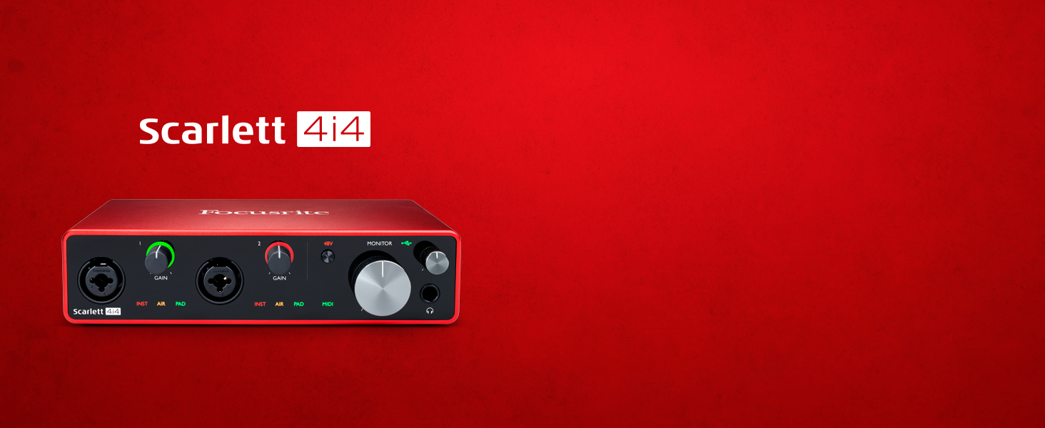 Аудіоінтерфейс Focusrite Scarlett 4i4 3-го покоління з USB для гітаристів, вокалістів та продюсерів. Професійний звук та програмне забезпечення для запису