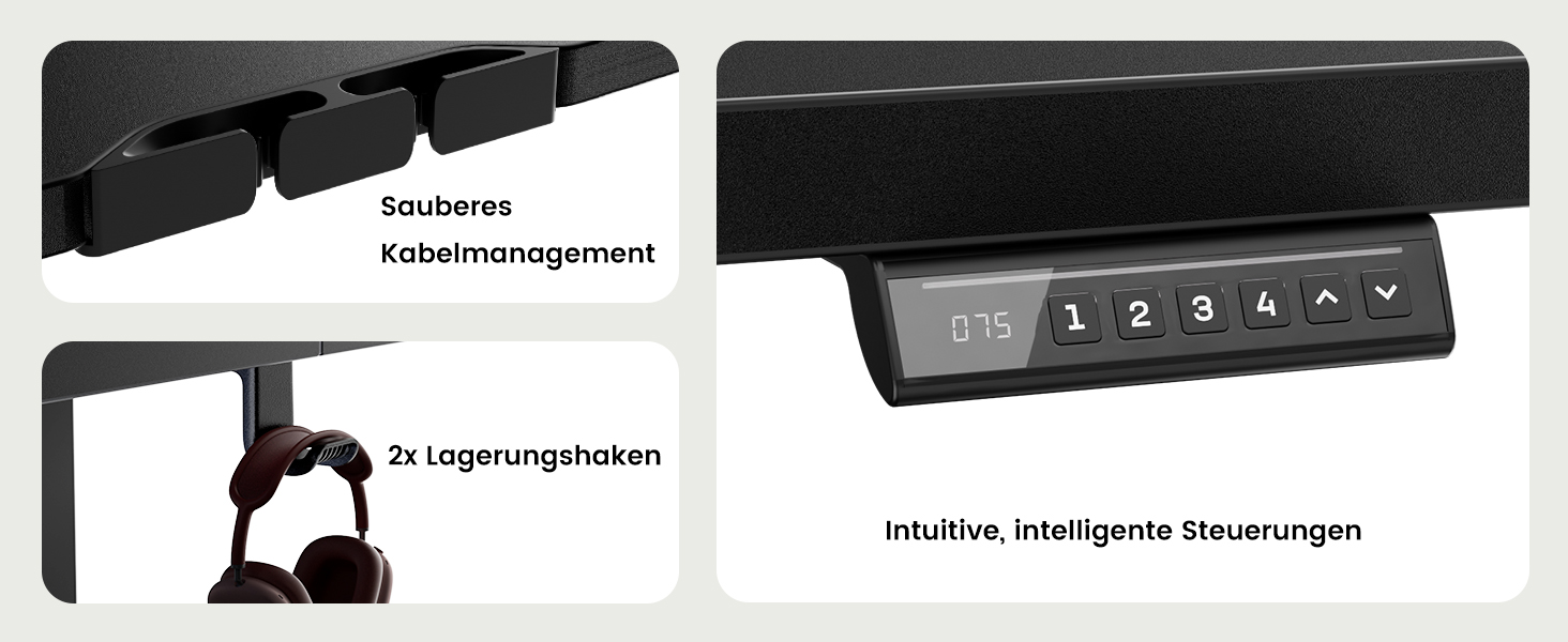 Електричний регульований стіл ErGear 160x80 см, з пам'яттю та з'єднувальною пластиною - для дому та офісу