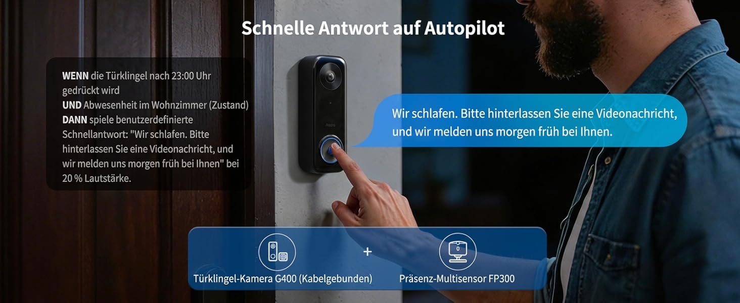 Aqara G400 Відеодзвінок з Chime, 2K HD, PoE/Кабель, HomeKit, Розпізнавання, IP65