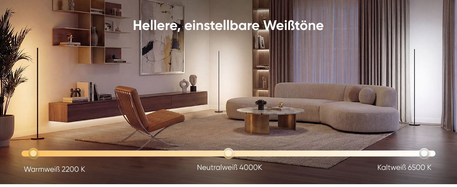 Наноліф Matter Розумна Підлогова Лампа Біла, RGB IC LED, Диммер, Музичний Синхронізація, 1700lm, Управління через Додаток та Голос (Alexa, Apple HomeKit), Декоративне Освітлення для Спальні та Геймінгу