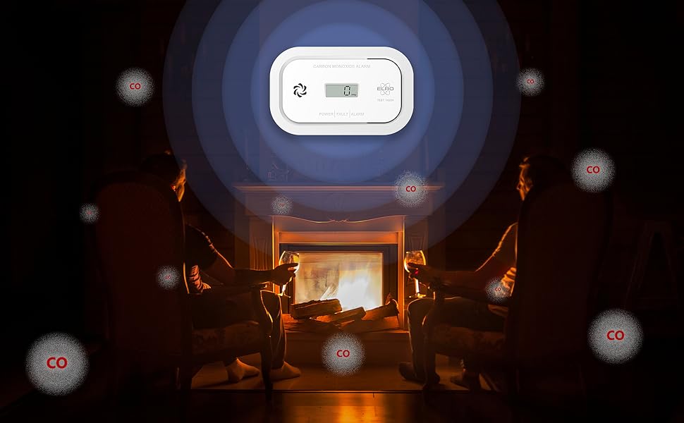 Датчик монооксиду вуглецю ELRO FC5003 (2 шт.) з 10-річним сенсором | LCD дисплей та 3 роки батареї | Надійний захист та CO-аварійний сигнал | Відповідає стандарту EN50291