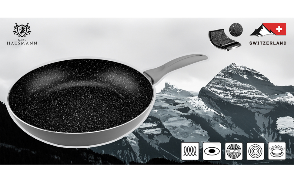 Сковорода Karl Hausmann Induktion Ø 20 см з антипригарним покриттям з граніту. Підходить для всіх типів плит, включаючи газові. Без PTFE та PFOA.