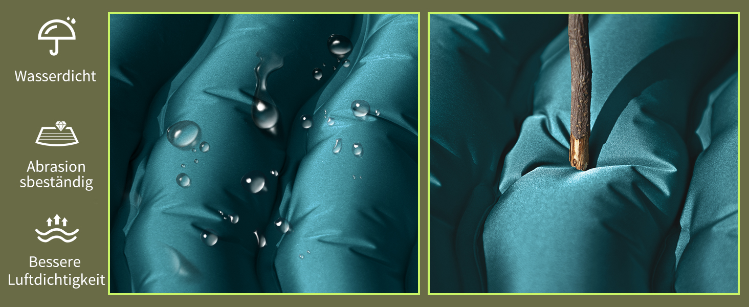 Кемпінговий надувний килимок Yuzonc з вбудованим насосом та подушкою, компактний легкий матрац для походу та пляжу (Темно-зелений)