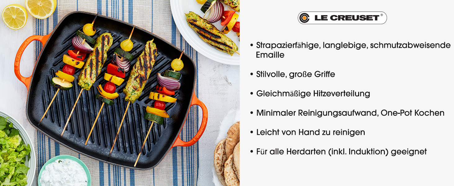 Гриль-пательня Le Creuset Signature прямокутна, чавун, 30 см, Kirschrot (вишневий)