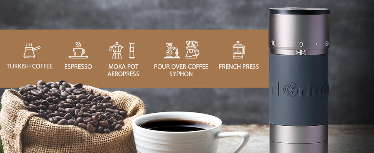 KINGrinder K6 - ручна кавомолка з 200 налаштуваннями помелу для Aeropress, French Press, Drip, Espresso, об'єм 25-35г