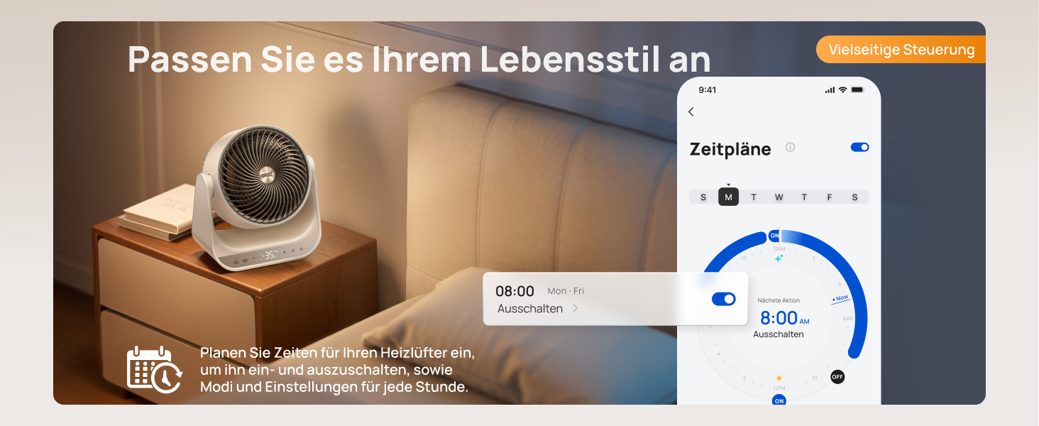 Електричний обігрівач Dreo 714S: 2000W, з пульт та термостат, 7 режимів, захист від перегріву та перекидання, білий, для дому