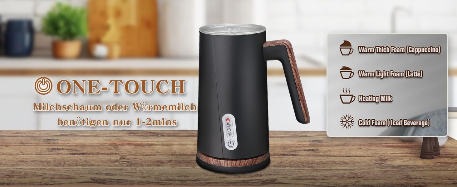 Електричний спінювач молока 4-в-1 – спінювач молока, нагрівач молока з автоматичним відключенням, білий (чорний)