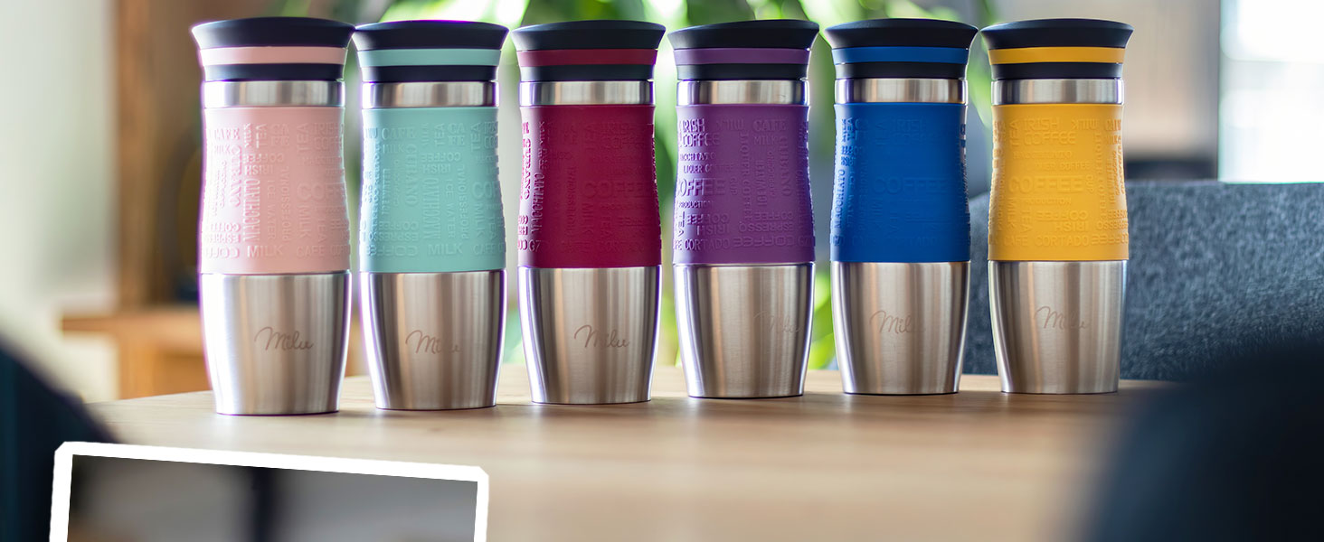 Термокружка Milu 450 мл, 370 мл з нержавіючої сталі, для кави 'to go', з подвійними стінками, не протікає, чорна