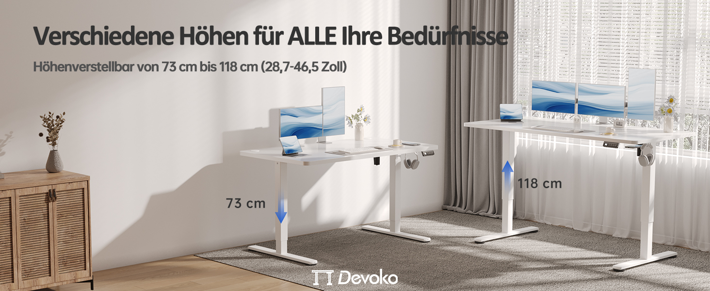 Електричний регульований стіл Devoko 120x60 см: офісний, для роботи, з пам'яттю, стоячи/сидячи